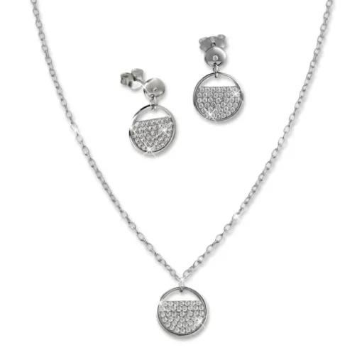 SilberDream Schmuck Set Kette und Ohrringe Glamour Zirkonia 925er Silber GSS410W