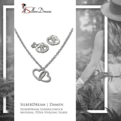 SilberDream Schmuck Set Kette und Ohrringe Herzen Zirkonia 925er Silber GSS407W