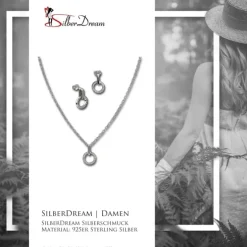 SilberDream Schmuck Set Kette und Ohrringe Circle Zirkonia 925er Silber GSS408W