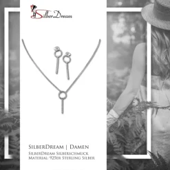 SilberDream Schmuck Set Kette und Ohrringe Zirkonia-Stab Zirkonia 925er GSS401W