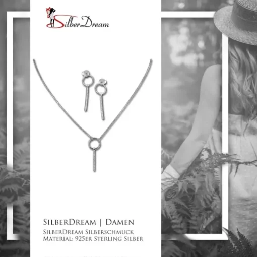 SilberDream Schmuck Set Kette und Ohrringe Zirkonia-Stab Zirkonia 925er GSS401W
