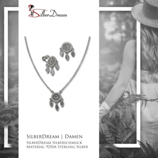 SilberDream Schmuck Set Kette und Ohrringe Traumfänger 925er Silber GSS406W