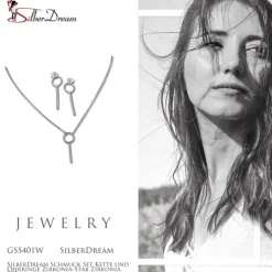 SilberDream Schmuck Set Kette und Ohrringe Zirkonia-Stab Zirkonia 925er GSS401W