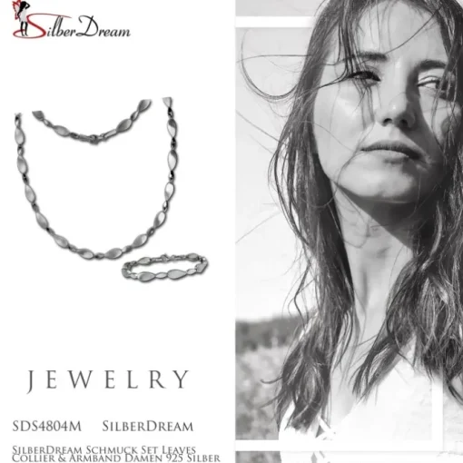 SilberDream Schmuck Set Leaves Collier & Armband Damen 925 Silber SDS4804M
