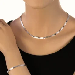 SilberDream Schmuck Set Muster Collier & Armband Damen 925 Silber SDS437J