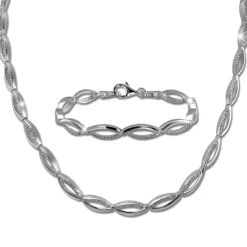 SilberDream Schmuck Set Oval Zirkonia Collier & Armband Damen 925er SDS460W