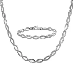 SilberDream Schmuck Set Oval Collier & Armband Damen 925 Silber SDS455J