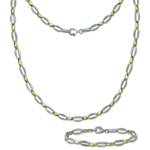 SilberDream Schmuck Set Oval Collier & Armband Damen 925 Silber SDS4800T
