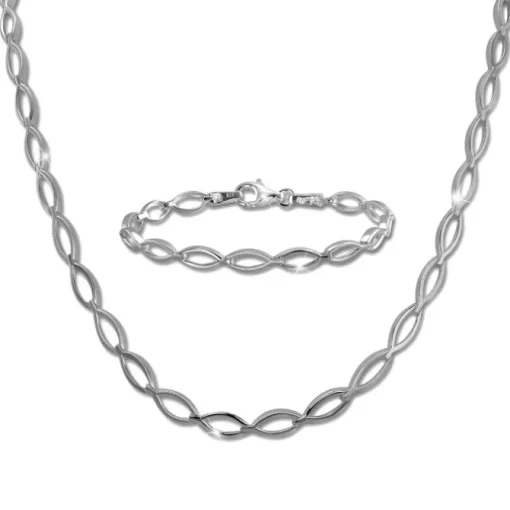 SilberDream Schmuck Set Oval Collier & Armband Damen 925 Silber SDS455J