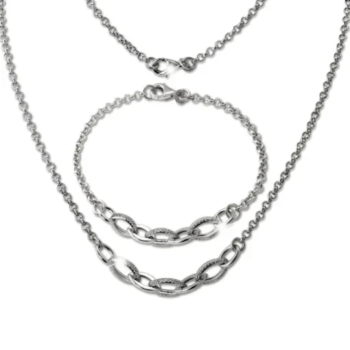 SilberDream Schmuck Set Ovale Zirkonia Collier & Armband Damen 925er SDS4811W
