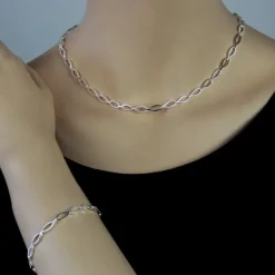 SilberDream Schmuck Set Oval Collier & Armband Damen 925 Silber SDS455J