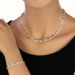 SilberDream Schmuck Set Oval Zirkonia Collier & Armband Damen 925 Silber SDS444W