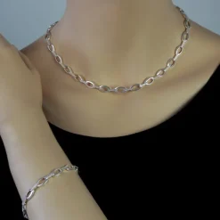 SilberDream Schmuck Set Oval Zirkonia Collier & Armband Damen 925 Silber SDS449W