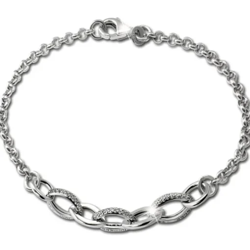 SilberDream Schmuck Set Ovale Zirkonia Collier & Armband Damen 925er SDS4811W