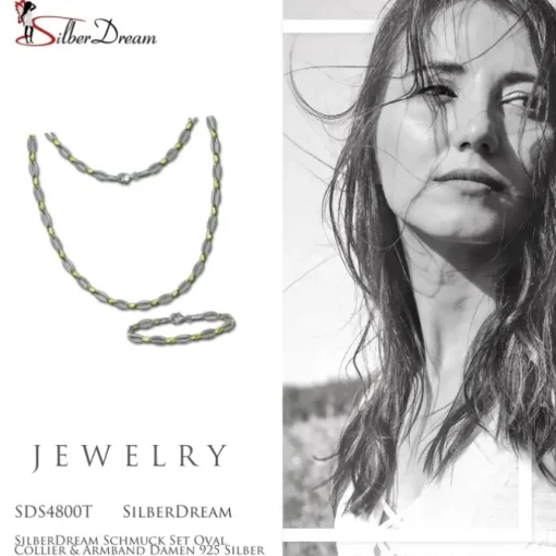 SilberDream Schmuck Set Oval Collier & Armband Damen 925 Silber SDS4800T