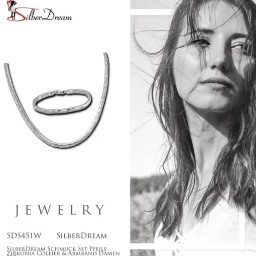 SilberDream Schmuck Set Pfeile Zirkonia Collier & Armband Damen 925er SDS451W