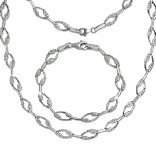 SilberDream Schmuck Set Ranke Zirkonia Collier & Armband Damen 925er SDS4805W