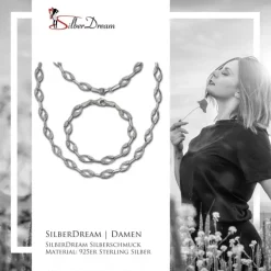 SilberDream Schmuck Set Ranke Zirkonia Collier & Armband Damen 925er SDS4805W