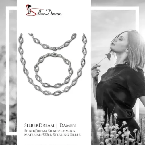 SilberDream Schmuck Set Ranke Zirkonia Collier & Armband Damen 925er SDS4805W