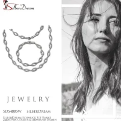 SilberDream Schmuck Set Ranke Zirkonia Collier & Armband Damen 925er SDS4805W