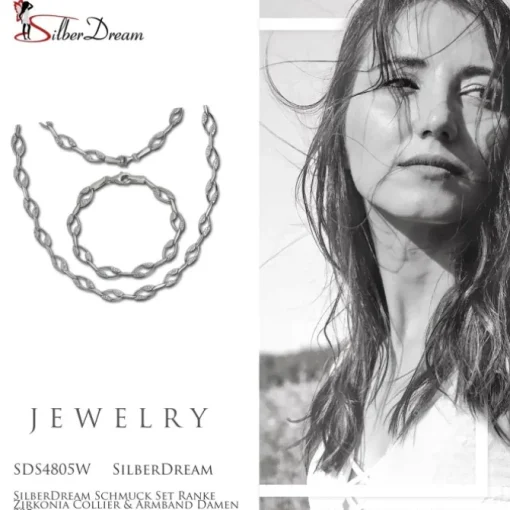 SilberDream Schmuck Set Ranke Zirkonia Collier & Armband Damen 925er SDS4805W