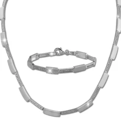 SilberDream Schmuck Set Square Zirkonia Collier & Armband Damen 925er SDS454W