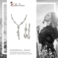 SilberDream Schmuck Set Tropfen Collier & Ohrringe 925 Silber SDS414
