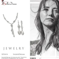 SilberDream Schmuck Set Tropfen Collier & Ohrringe 925 Silber SDS414