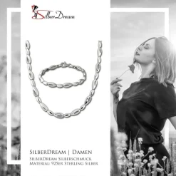 SilberDream Schmuck Set Tropfen Zirkonia Collier & Armband Damen 925er SDS476W