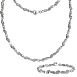 SilberDream Schmuck Set Wave Zirkonia Collier & Armband Damen 925er SDS4807W