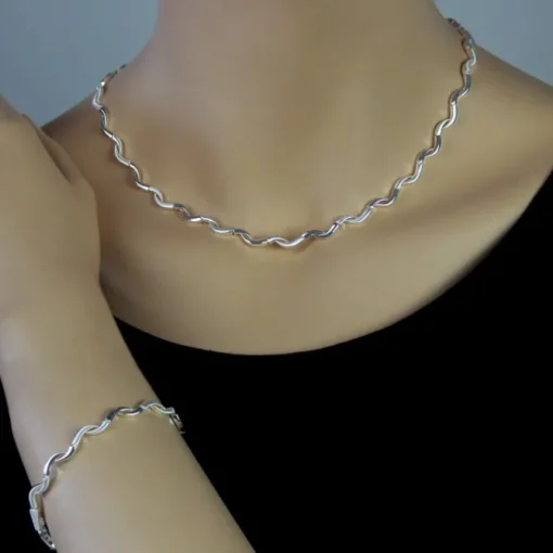 SilberDream Schmuck Set Welle Collier & Armband Damen 925 Silber SDS448J