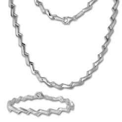 SilberDream Schmuck Set Zick-Zack Collier & Armband Damen 925 Silber SDS440J