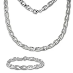SilberDream Schmuck Set Zopf Collier & Armband Damen 925 Silber SDS438J