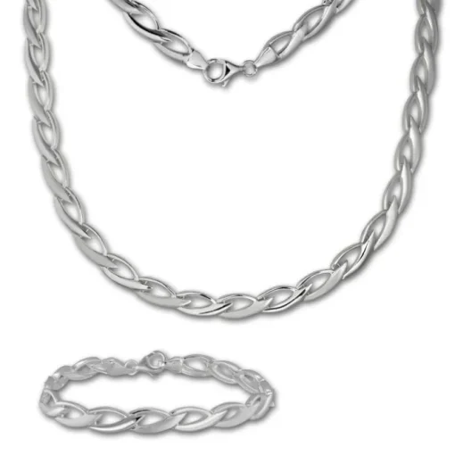 SilberDream Schmuck Set Zopf Collier & Armband Damen 925 Silber SDS438J