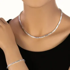 SilberDream Schmuck Set Zirkonia weiß Collier & Armband Damen 925 Silber SDS447W