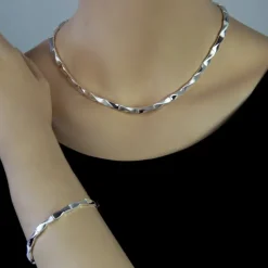 SilberDream Schmuck Set Zopf Collier & Armband Damen 925 Silber SDS463J