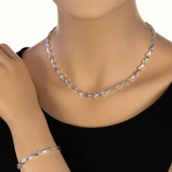 SilberDream Schmuck Set Zick-Zack Collier & Armband Damen 925 Silber SDS440J