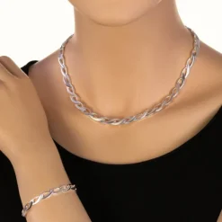 SilberDream Schmuck Set Zopf Collier & Armband Damen 925 Silber SDS438J