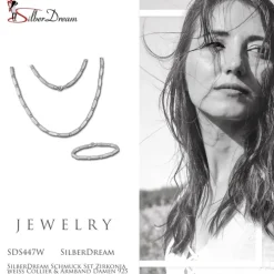 SilberDream Schmuck Set Zirkonia weiß Collier & Armband Damen 925 Silber SDS447W