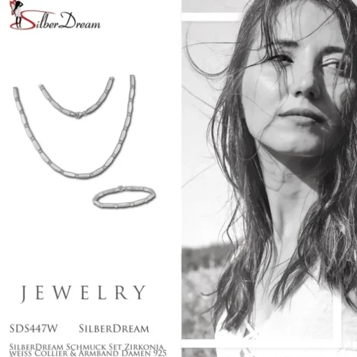 SilberDream Schmuck Set Zirkonia weiß Collier & Armband Damen 925 Silber SDS447W