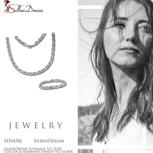 SilberDream Schmuck Set Zopf Collier & Armband Damen 925 Silber SDS438J