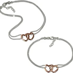 SilberDream Schmuckset Doppelherz Armband & Fußkette rose 925 Silber SDS2200T