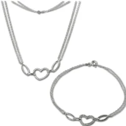 SilberDream Schmuckset Herz Zirkonia Kette & Armband 925 Silber SDS423W