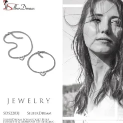 SilberDream Schmuckset Herz Fußkette & Armband 925 Sterling Silber SDS2203J