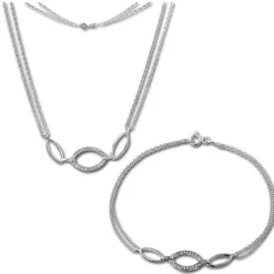 SilberDream Schmuckset Oval Zirkonia Kette & Armband 925 Silber SDS425W