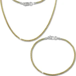 SilberDream Schmuckset Zopf vergoldet Kette & Armband 925 Silber SDS206Y