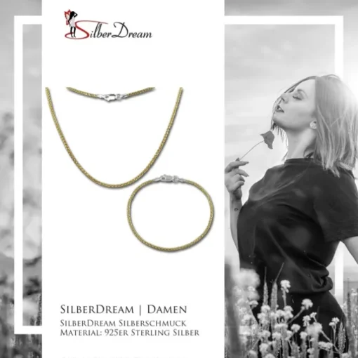 SilberDream Schmuckset Zopf vergoldet Kette & Armband 925 Silber SDS206Y