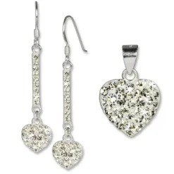 SilberDream Set Herz Anhänger & Ohrringe Zirkonia Silber weiß GSS041