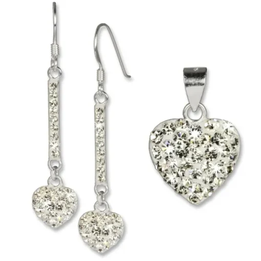 SilberDream Set Herz Anhänger & Ohrringe Zirkonia Silber weiß GSS041