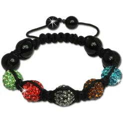 SilberDream Shamballa Armband Zirkonia bunt 5 Glitzer Kugeln SDA925